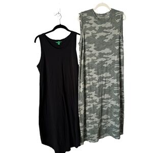 2 Dresses, Maxi \ Midi Camouflage and Black Round Hem XL